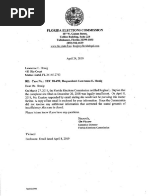 Koel Xxx Fucking Video - FEC Complaint Against Marco Island City Council Member Larry Honig | PDF |  United States Postal Service | Political Campaigns