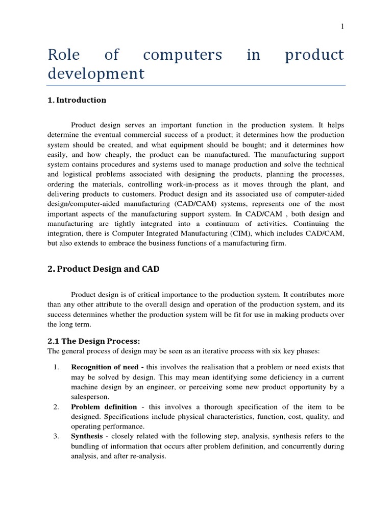 CAD/CAM in Product Development | PDF | Computer Aided Design | Prototype