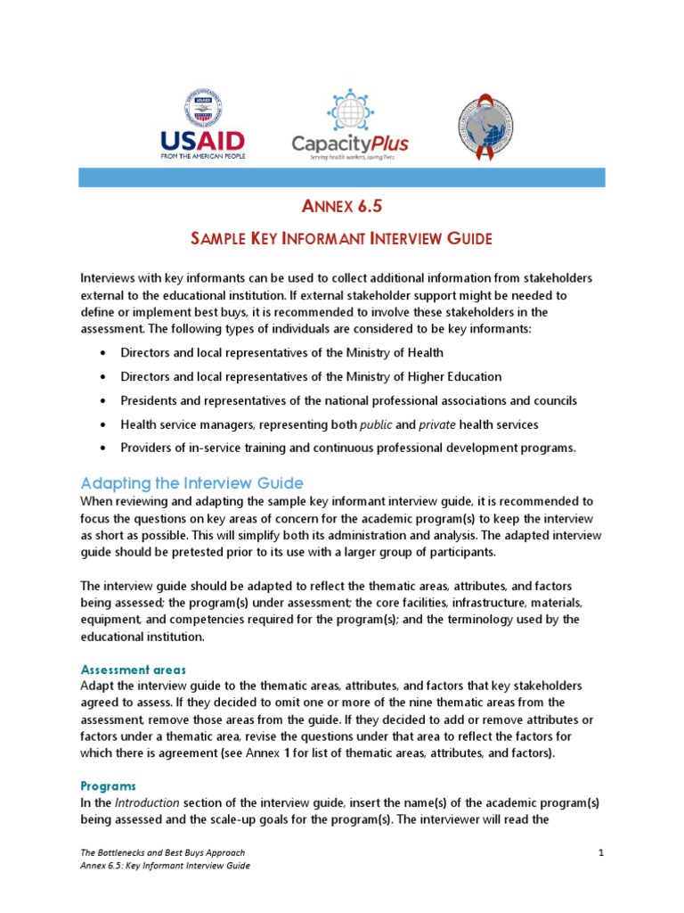 Annex 6 5 Sample Key Informant Interview Guide - 0 | PDF ...