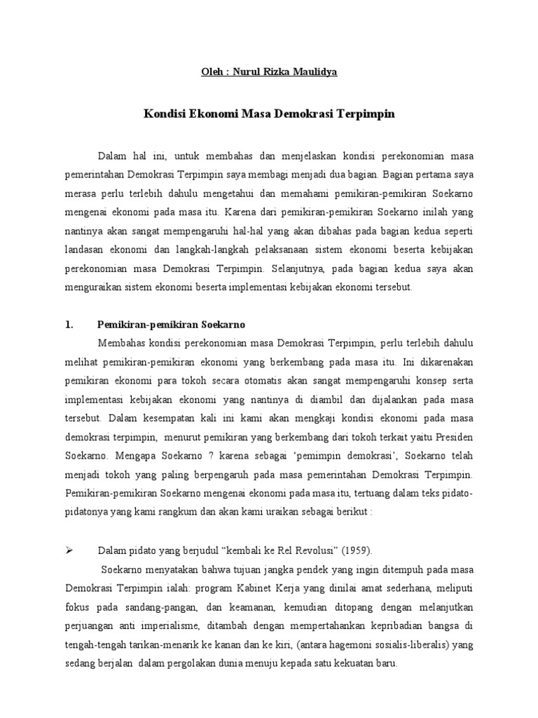 Kondisi Ekonomi Masa Demokrasi Terpimpin