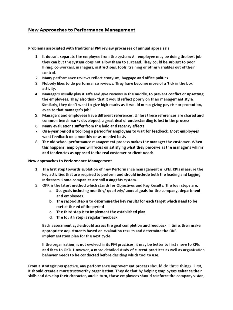 Modern Approaches to Performance Management | PDF | Performance ...