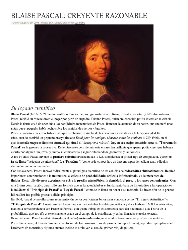 Blaise Pascal: Fe y Razonamiento | PDF | Jesús | Conocimiento