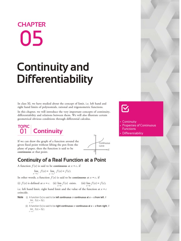 Continuity And Differentiability Continuous Function Function Mathematics