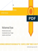 Sertifikat Muhamad Ilyas (CEO IlyasWeb) Dari Google Analytics