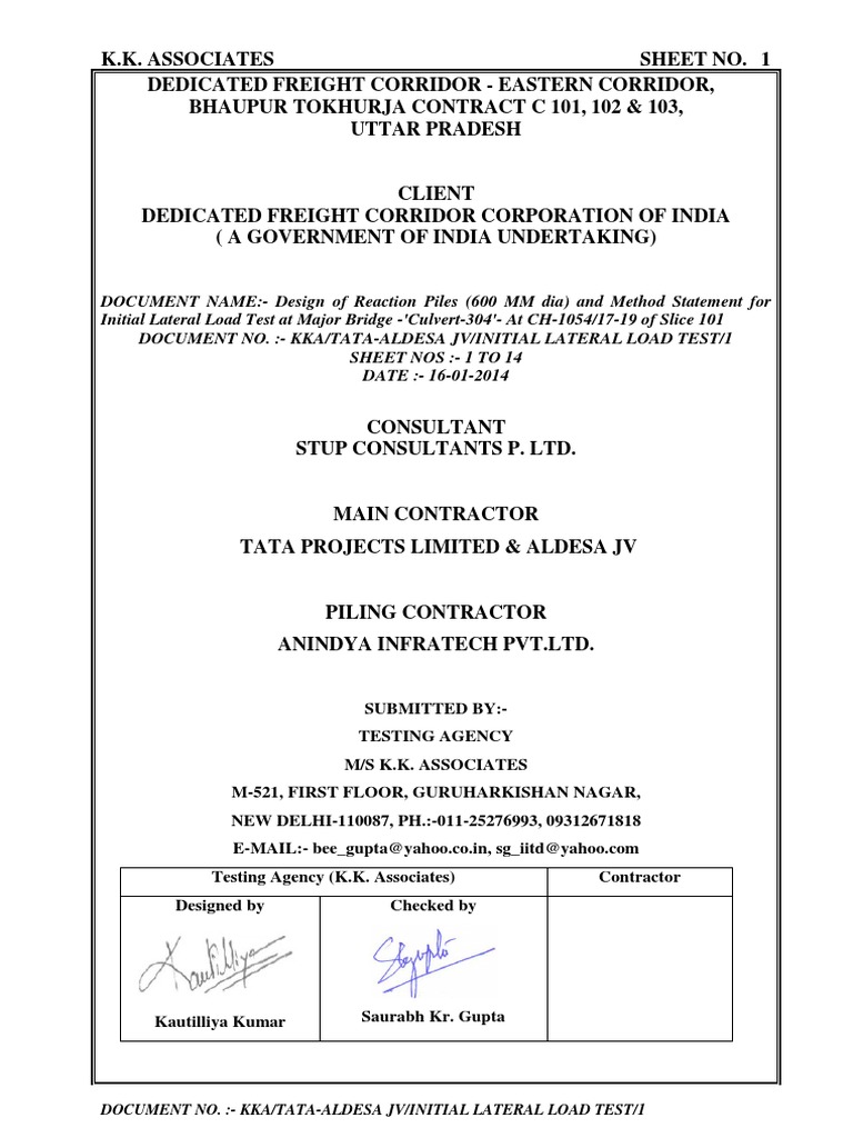 Lateral Load Test Methodology And Design For Agra Tundla Pdf Deep