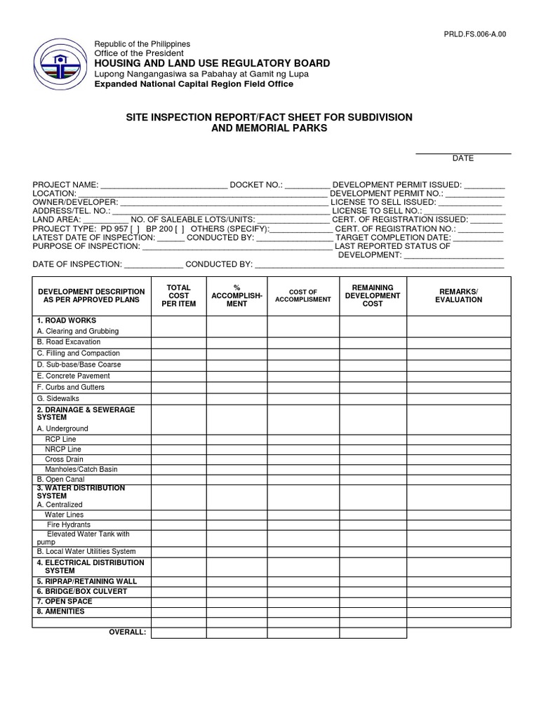 Subdivision Site Inspection Fact Sheet | PDF | Civil Engineering | Nature