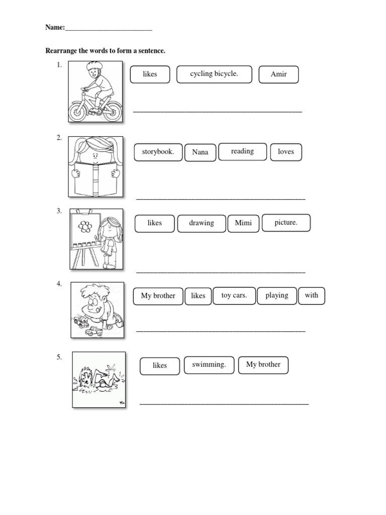 Sentence Rearrangement for Kids | PDF
