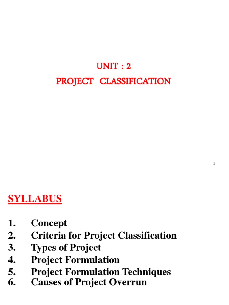 UNIT 2 Project Classification PDF | PDF | Feasibility Study | Employment