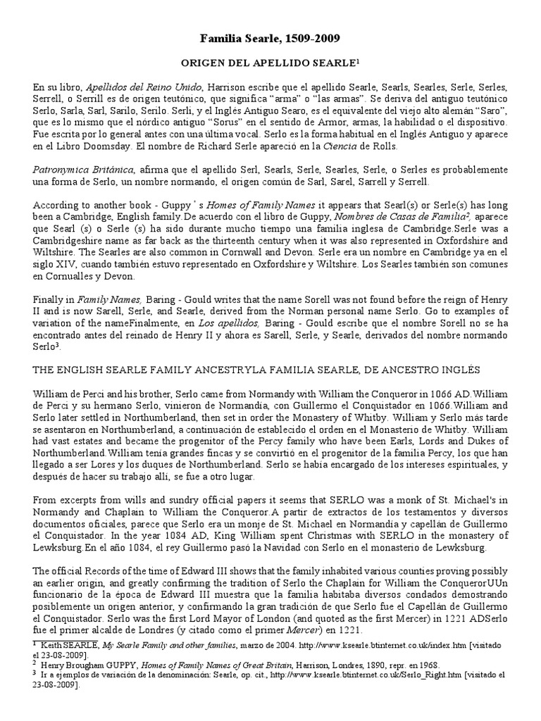 Origen y historia de la familia Searle | PDF | Alemania | Política mundial