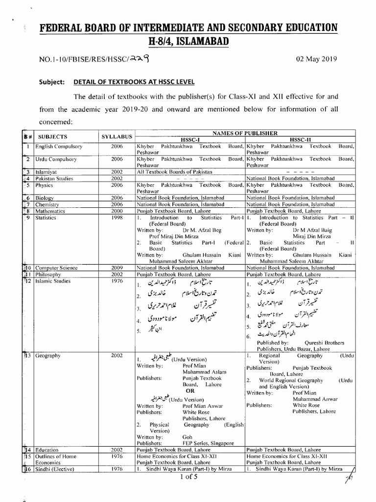 Detail of Textbook of HSSC Level | PDF