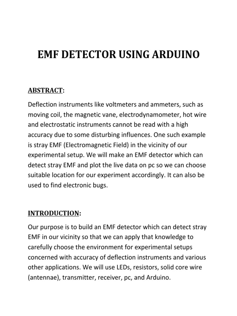 Emf Detector Using Arduino Uno | PDF