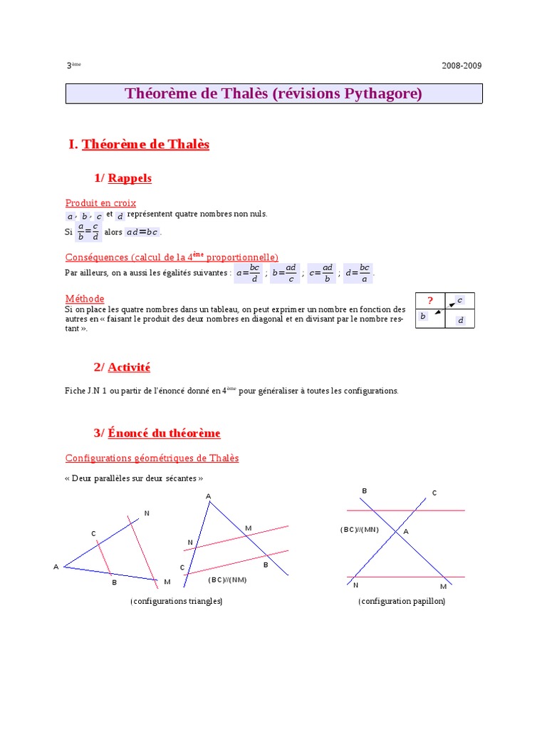 A Quoi Sert La Reciproque De Thales Thales | PDF | Euclide | Triangle