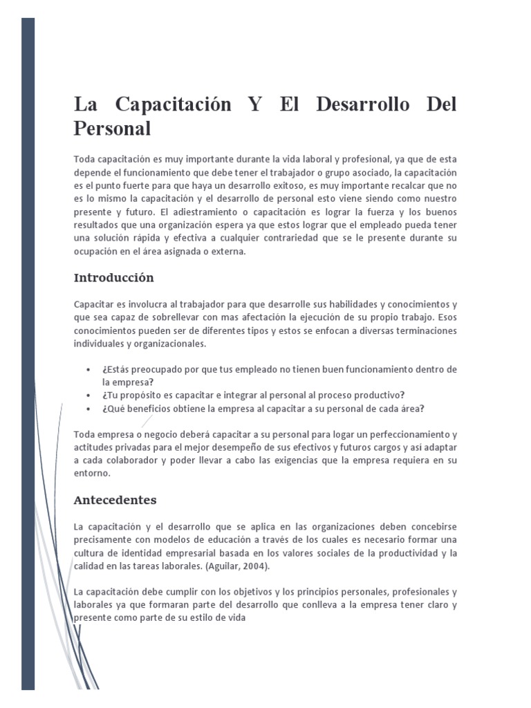 Capacitación y Desarrollo del Personal | PDF | Toma de decisiones ...