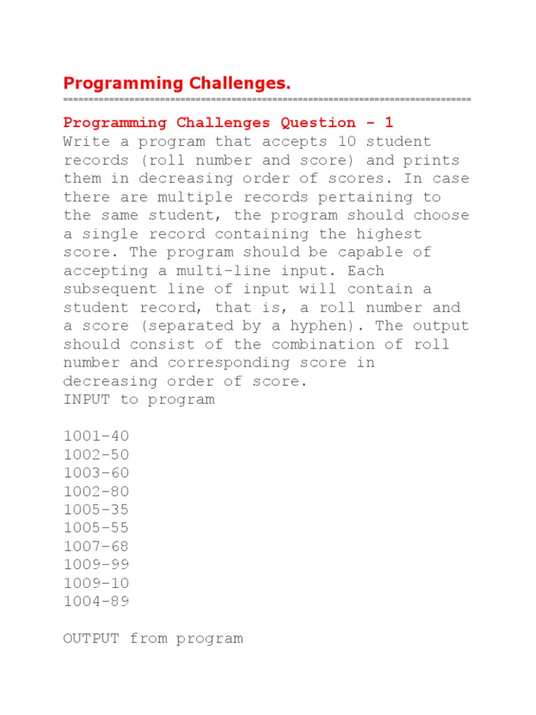 Programming Challenges | PDF | String (Computer Science) | Input/Output
