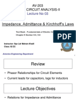 Lec 3 AV 203 - Impedance, Admittance & Kirchhoff Laws