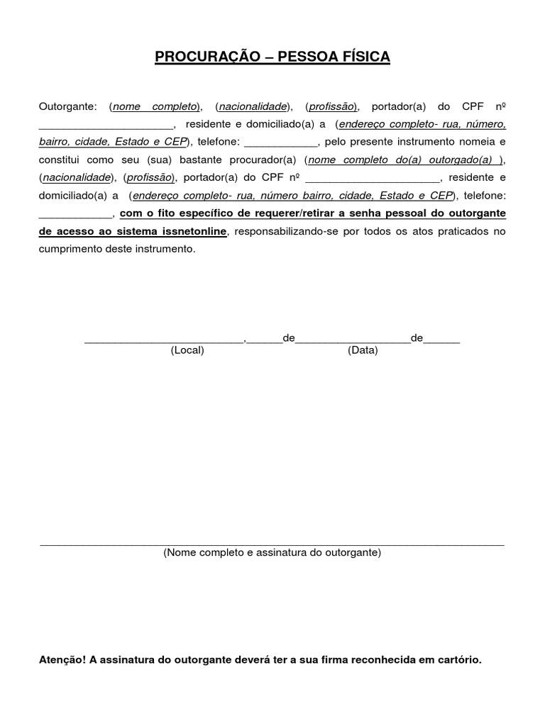 Modelo Procuracao Pessoa Fisica