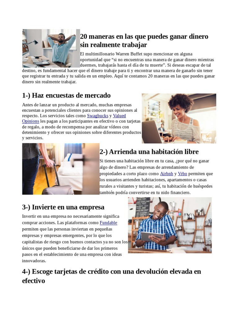 Ganar Dinero Sin Realmente Trabajar | PDF | Inversiones | Airbnb