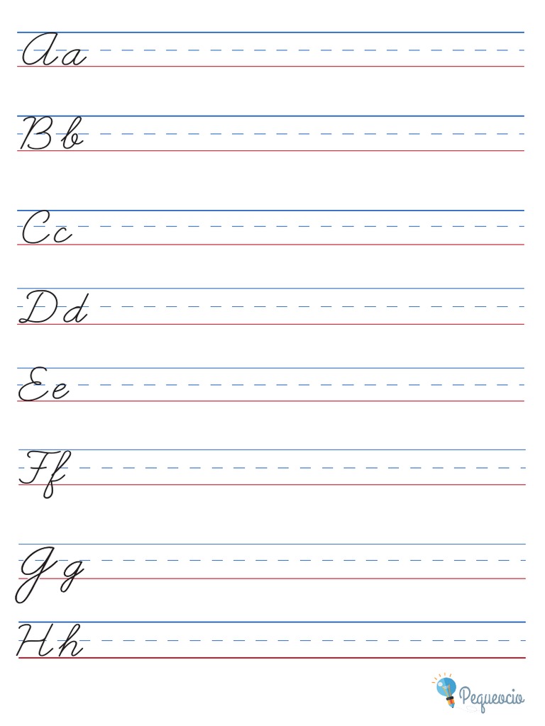 Ejercicios Abecedario Cursiva | PDF, image size:768x1024