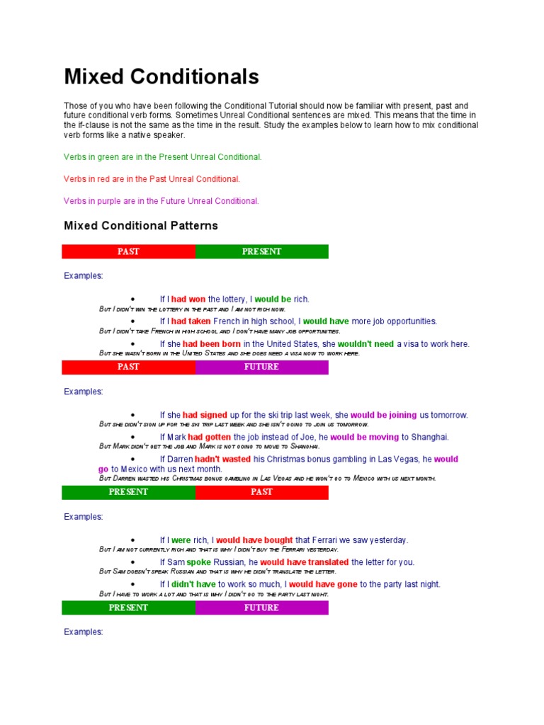 Understanding Mixed Conditionals | PDF