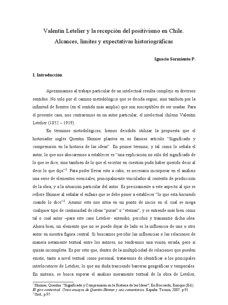 Valentín Letelier y La Recepción Del Positivismo en Chile | PDF ...