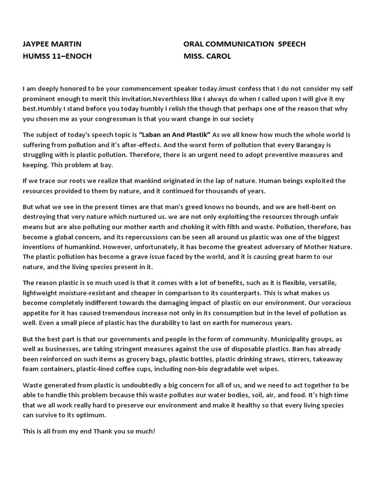 Speech Pollution Plastic