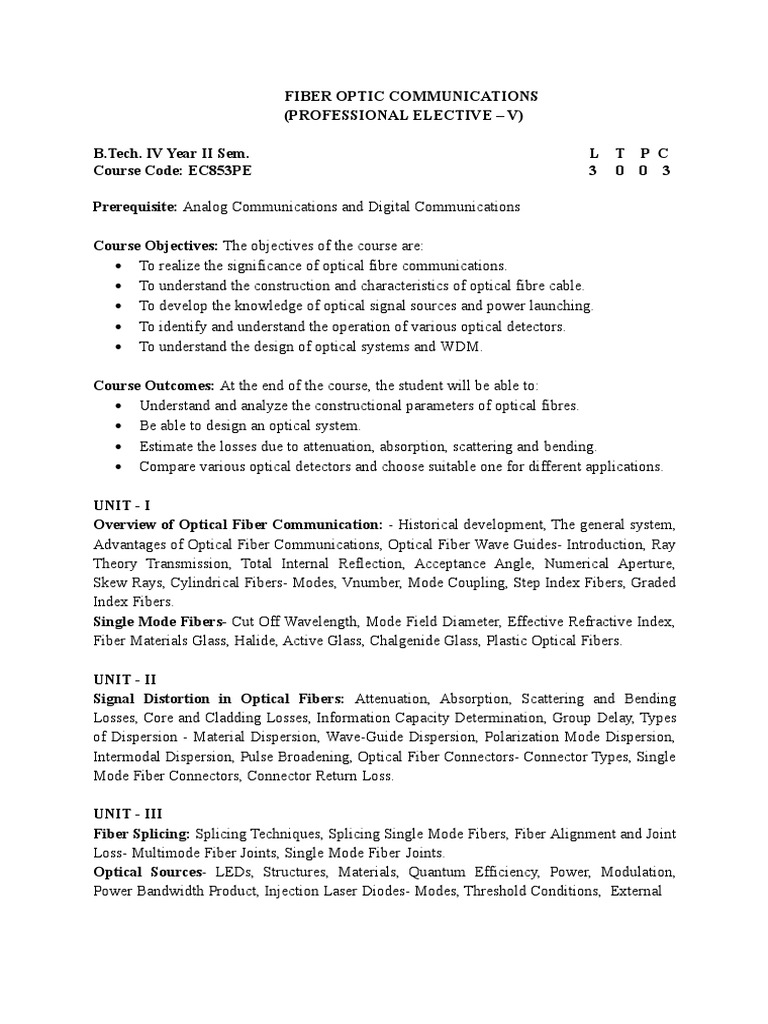 Fiber Optic Communications Overview | PDF | Fiber Optic Communication ...