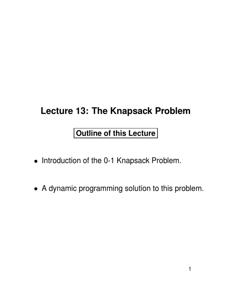 Knapsack Dynamic Programming | PDF | Teaching Methods & Materials