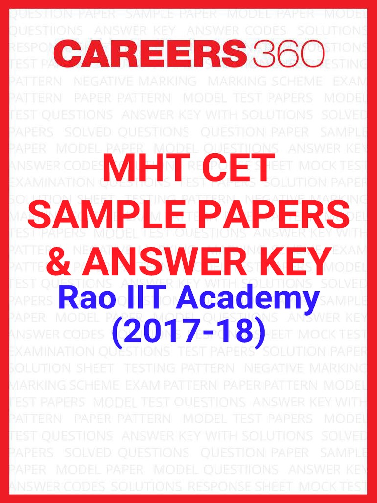 MHT CET Sample Papers and Answer Key Rao IIT Academy 2017 18 PDF | PDF ...