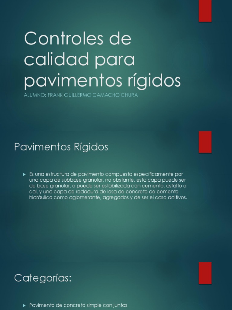 Control de Calidad en Pavimentos Rígidos | PDF | Hormigón | Ingeniería ...