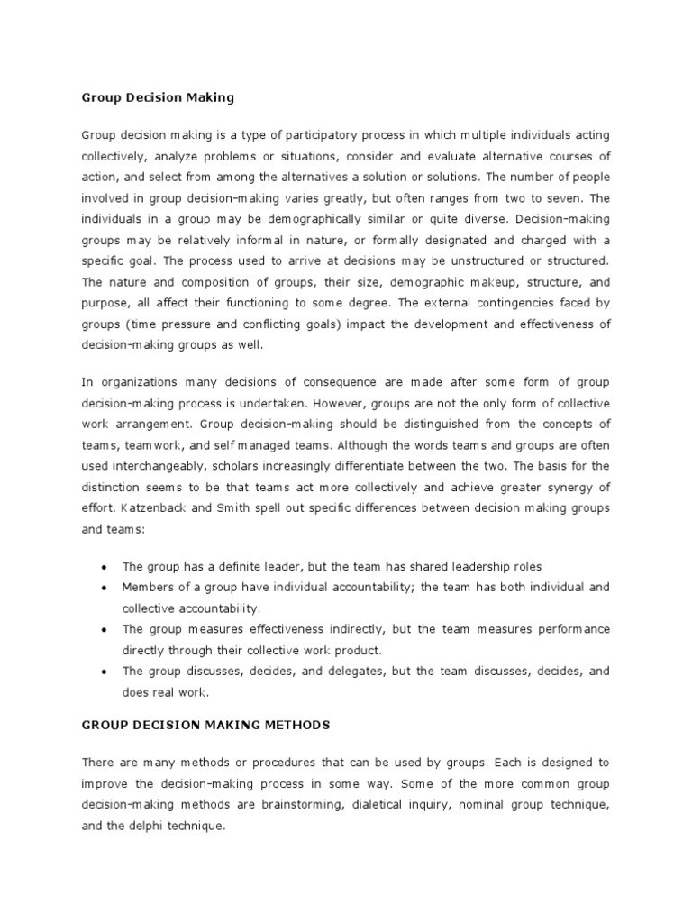 Group Decision Making | PDF | Career & Growth | Self-Improvement