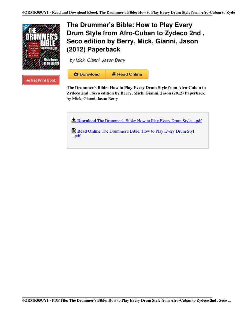 The Drummers Bible Afro Cuban Paperback B01181KMBQ PDF Publications