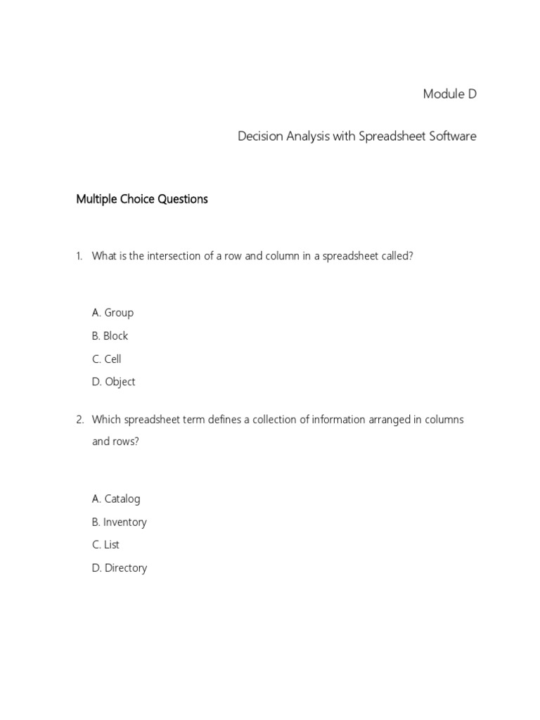 Mod D | PDF | Spreadsheet | Microsoft Excel