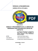 Manejo y Procedimiento de La Lámpara de Hendidura para Usuarios de Lentes de Contacto