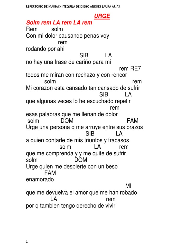 Rata De Dos Patas Letra Y Acordes Repertorio Tequila Mariachi 10 de Julio 2019 | PDF | Naturaleza