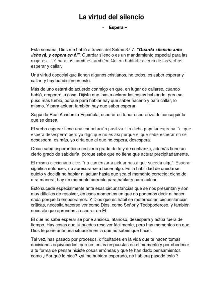 La virtud de guardar silencio y esperar | PDF | Fe | Dios