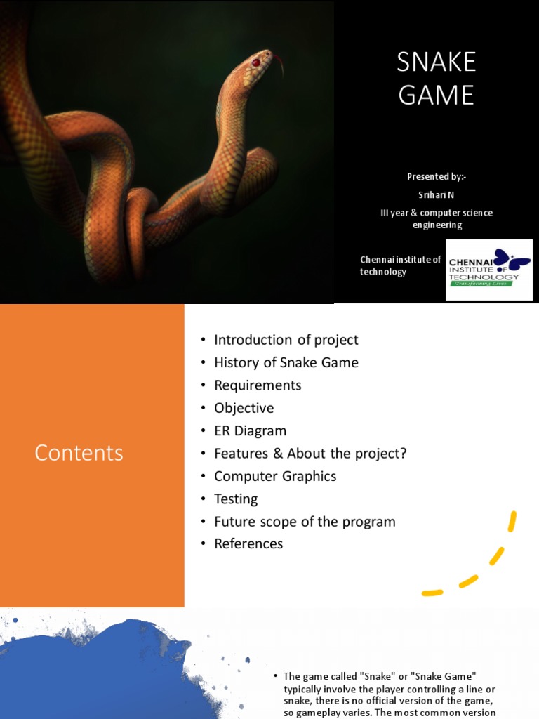 Presentation of Snake Game | PDF | Video Games | Computer Graphics
