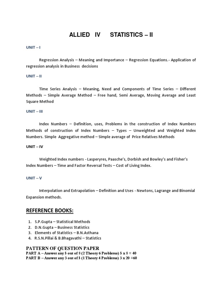 Statistics Qb Pdf Regression Analysis Linear Regression