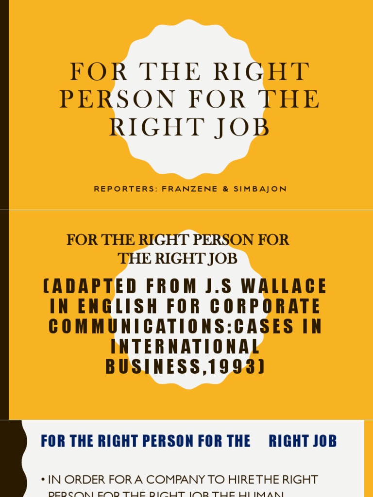 Right Person for the Right Job Guide | PDF