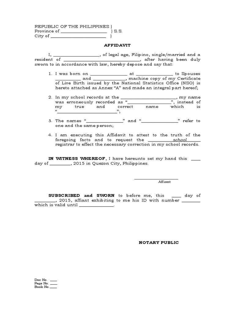 affidavit-of-one-and-the-same-person-affidavit-common-law