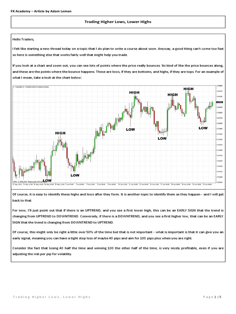 Adam Lemon - Trading Higher Lows Lower Highs | PDF | Foreign Exchange  Market | Market Trend