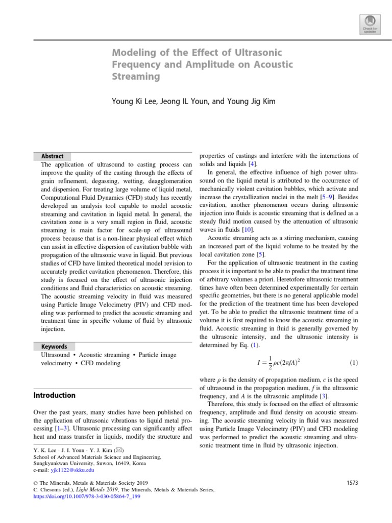 Modeling of The Effect of Ultrasonic Frequency and Amplitude On ...