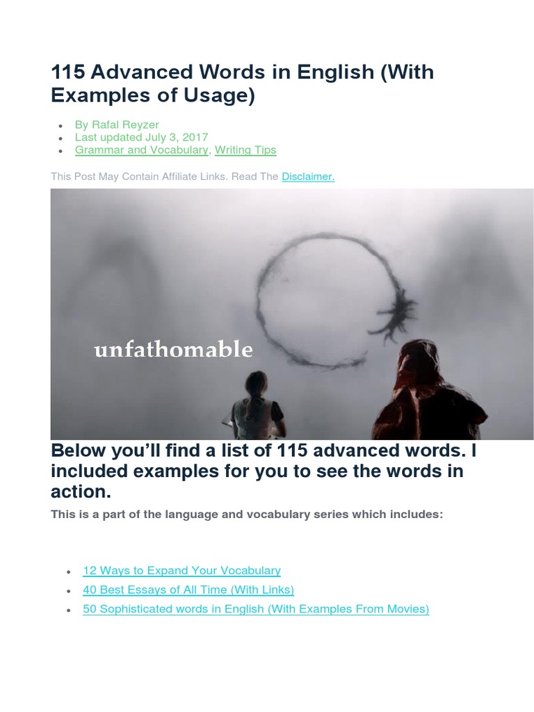 115 Advanced English Vocabulary Words | PDF | Vocabulary | Adjective