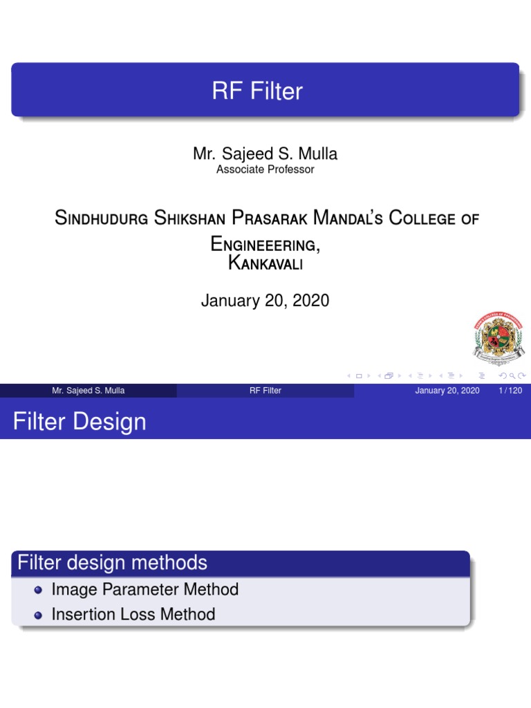 RF Filter Design PPT PDF Electronic Filter Electrical Engineering