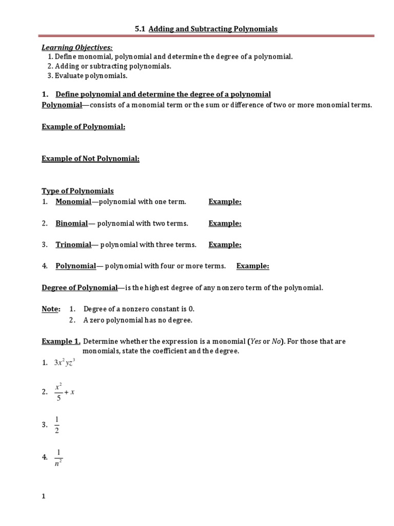 Polynomial Basics for Students | PDF | Polynomial | Algorithms