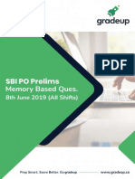 Sbi Po Pre Memory Based Question All Shift 2 74 PDF