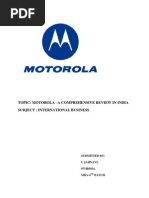 Topic: Motorola - A Comprehensive Review in India Subject: International Business