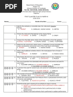 First Quarter Mapeh 8 With Answer