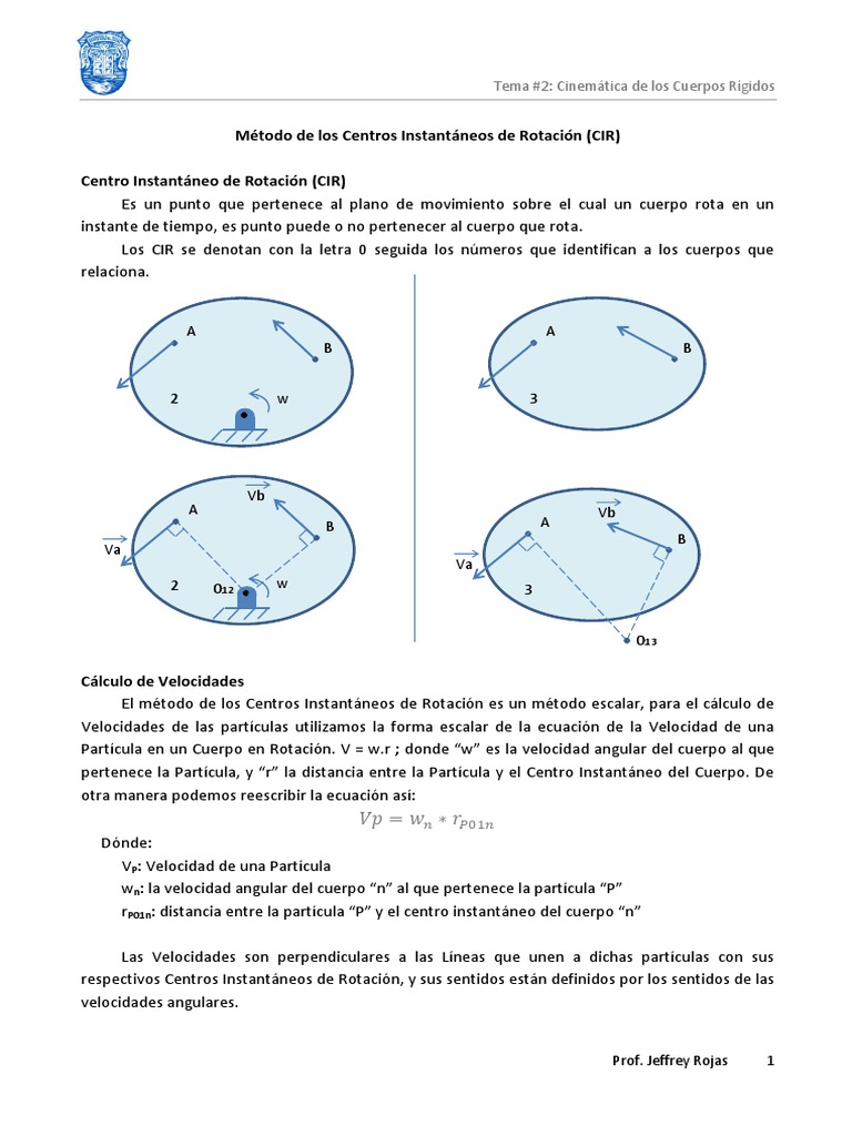 Método de Centros Instantáneos de Rotación | PDF | Velocidad | Cinemática
