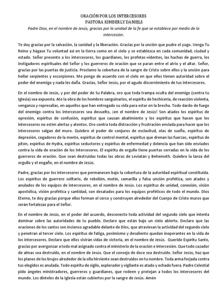 Oración por Intercesores y Protección | PDF | Oración | Cristo (título)