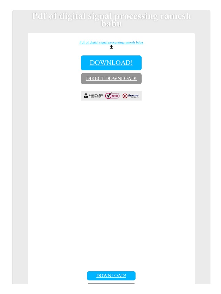 PDF of Digital Signal Processing Ramesh Babu 2 PDF PDF Digital Signal Processing Applied